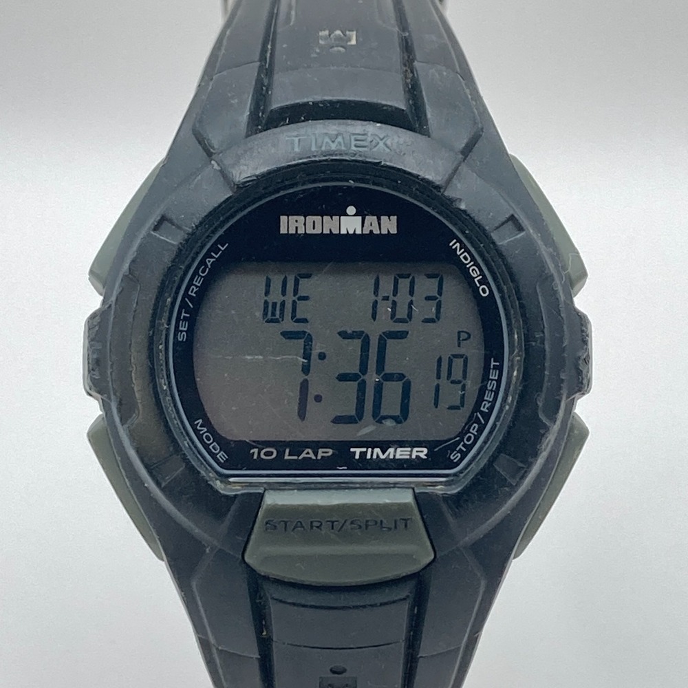 Timex Ironman Mens Watch Digital Black Day Date Indiglo 10 Lap Alarm New Battery